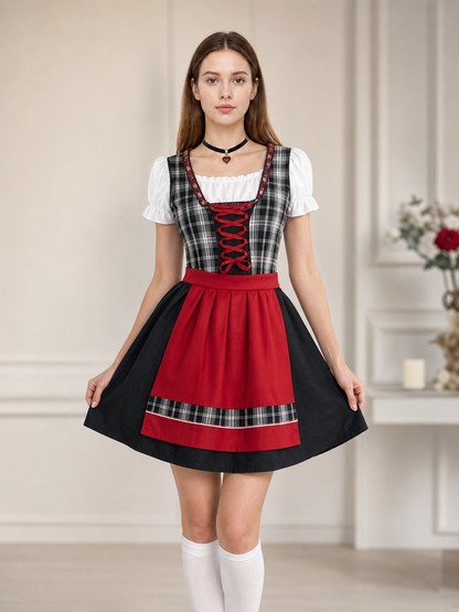 Plaid Dress Costume with Apron and Accessories