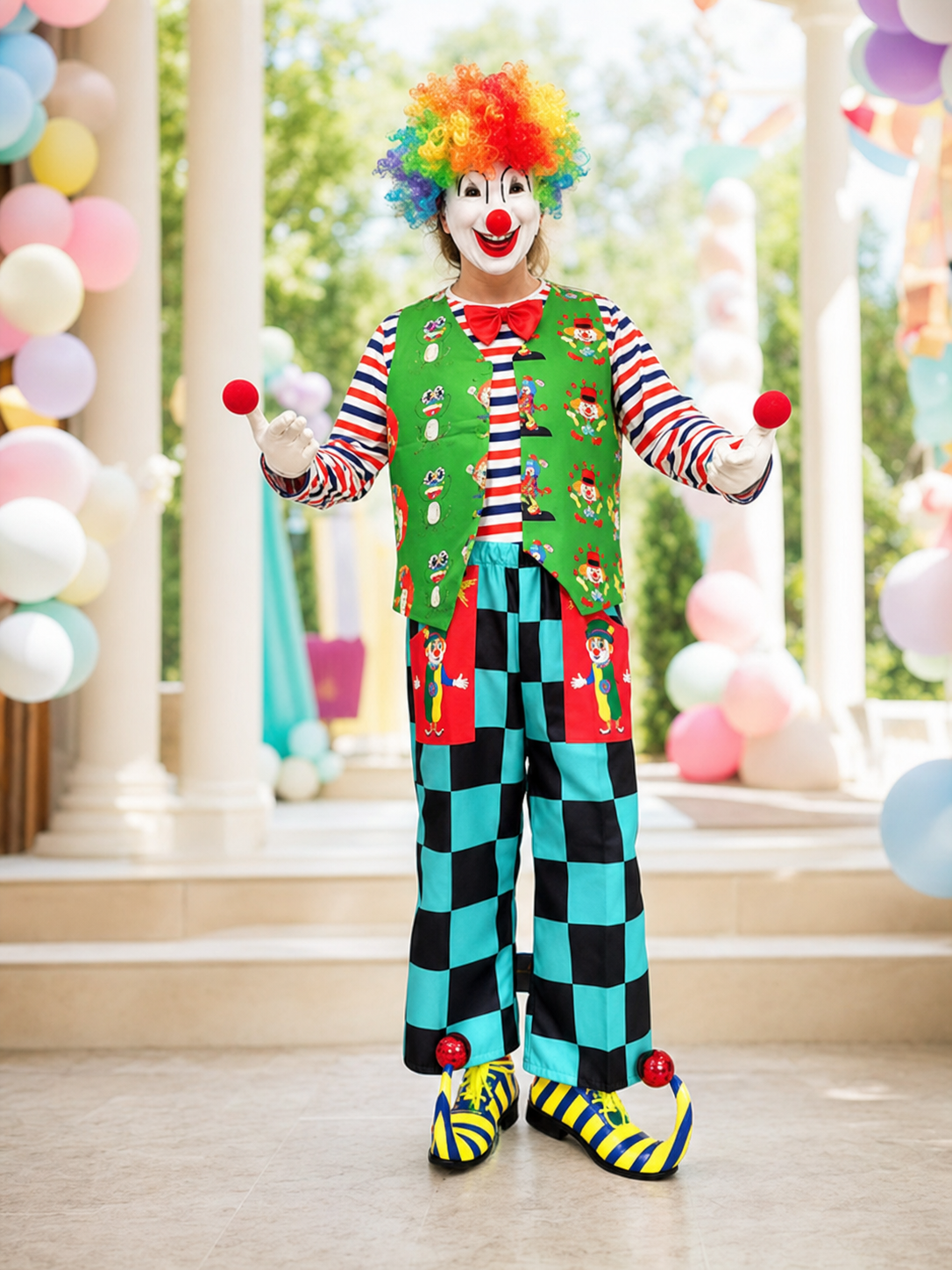 Bright clown costume for performances and parties