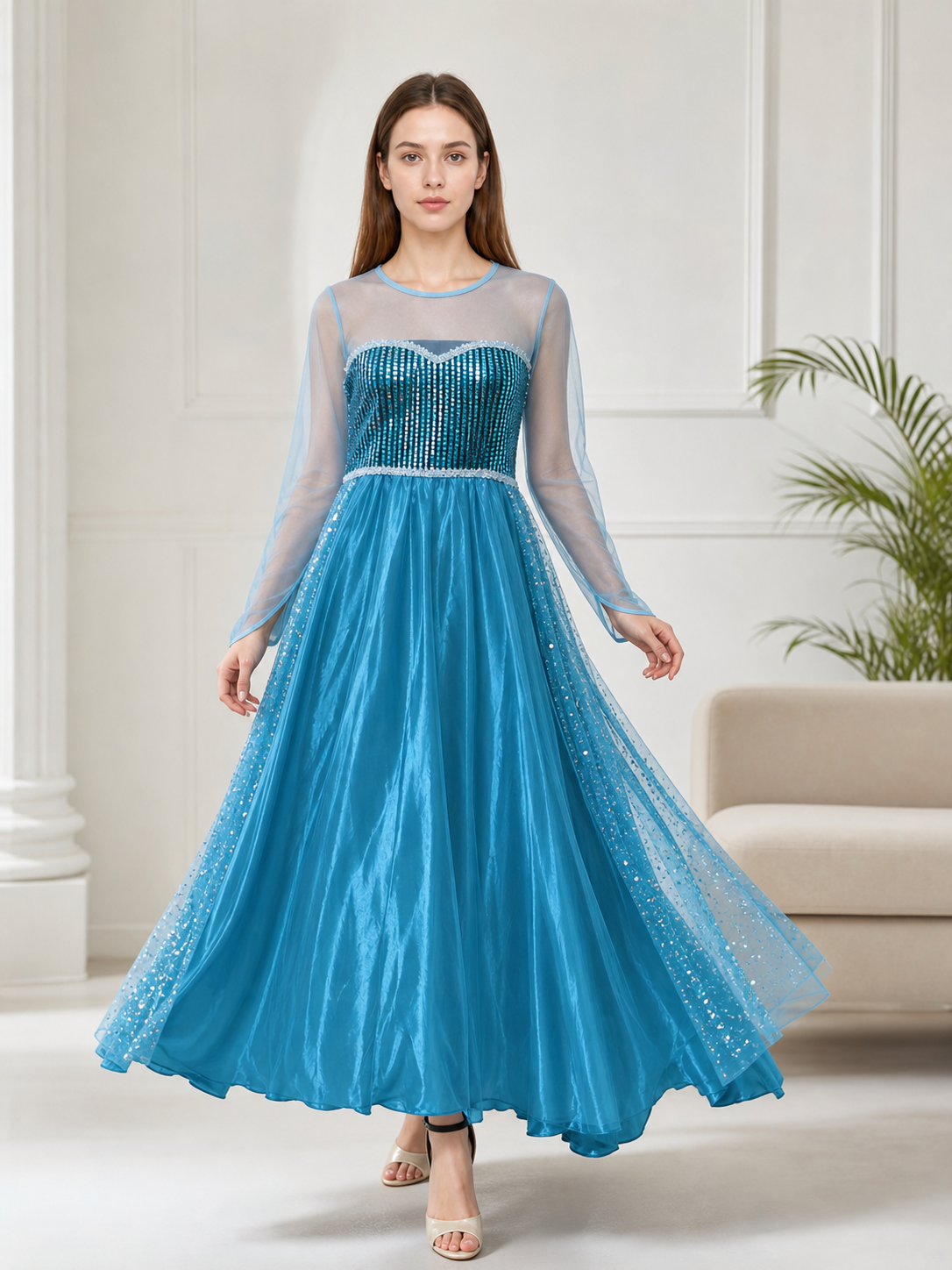 Long Carnival Dress with Shimmering Accents