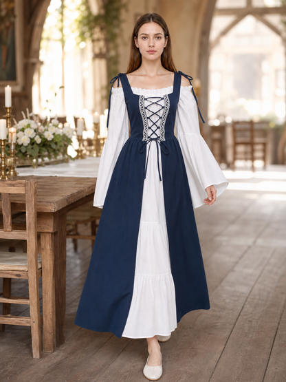 Medieval-Style Dress with Square Neckline
