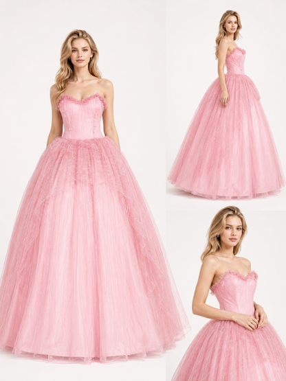 Pink cosplay dress with belt and white vest