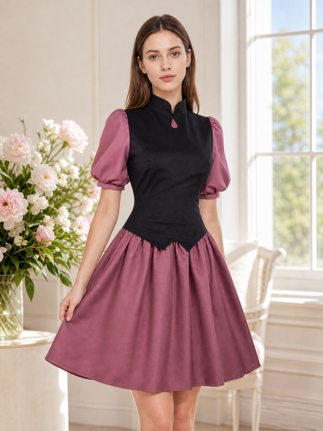 Cosplay costume: top with collar and full skirt
