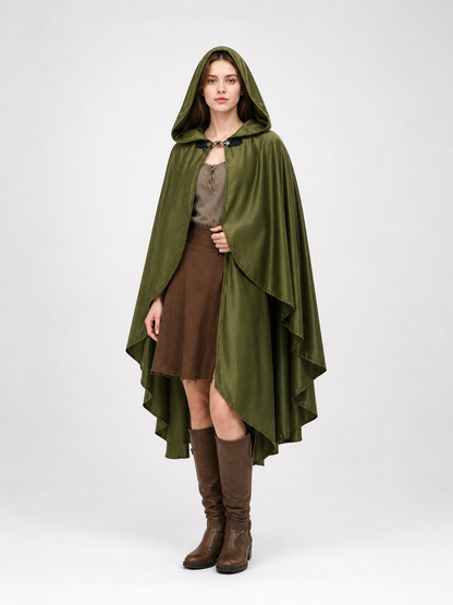 Green Costume Cloak with a Large Hood