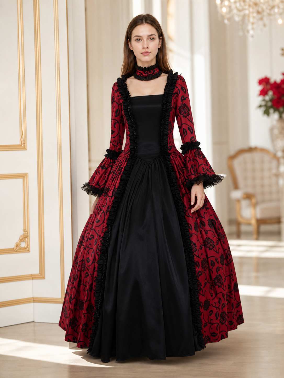 Long Gothic Victorian-Style Dress