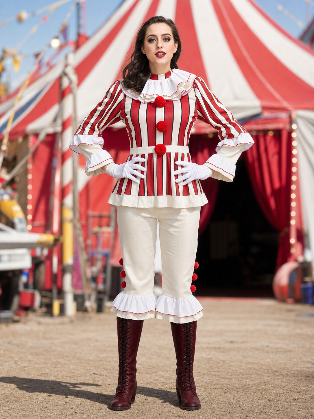 Striped Pennywise Clown Carnival Costume