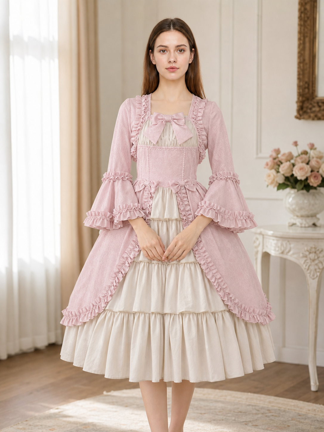 Vintage Gothic Rococo Dress with Ruffles