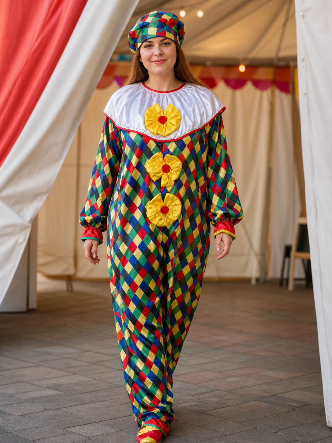 Clown Costume with Accessories and Hat