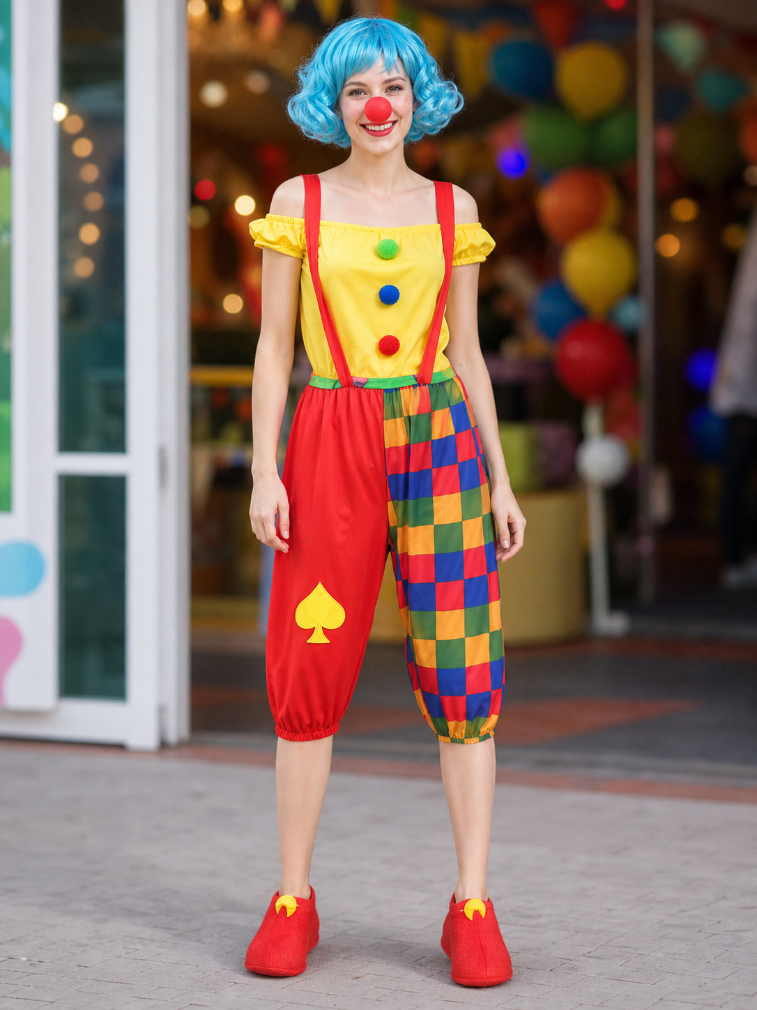 Clown Costume with Suspenders and Harem Pants
