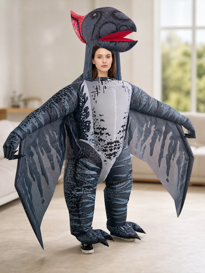 Gray Bird Mascot Costume with Wings, One Size