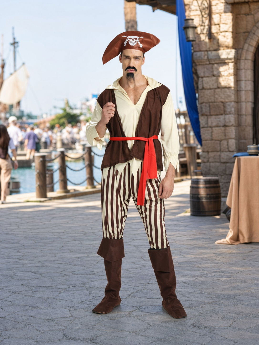 Pirate Costume with Hat, Vest, and Pants