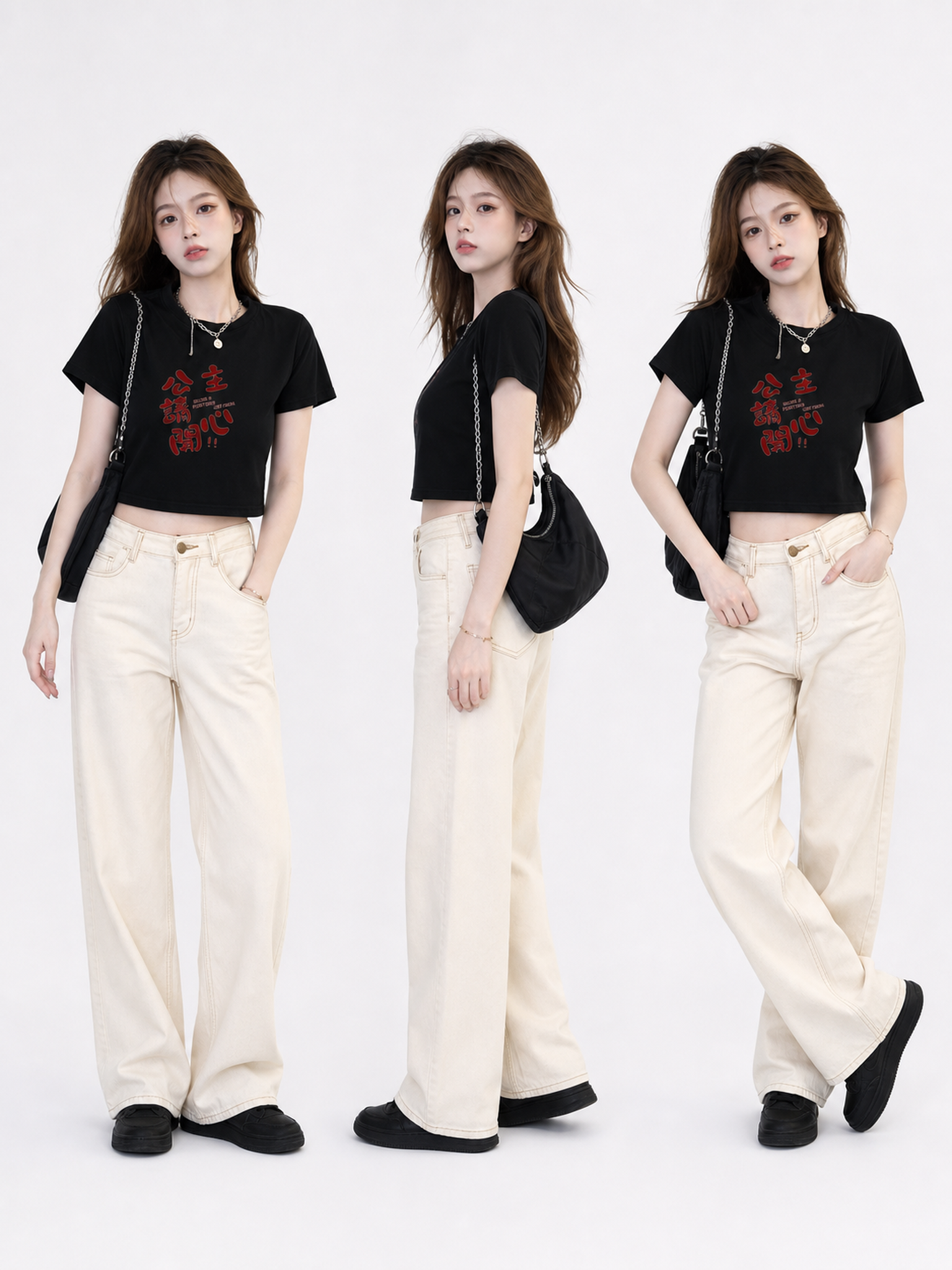 Black Women’s Printed Cropped T-Shirt