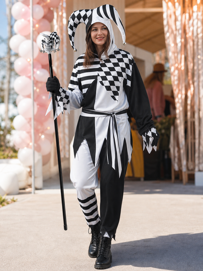 Halloween Skeleton Jester Costume