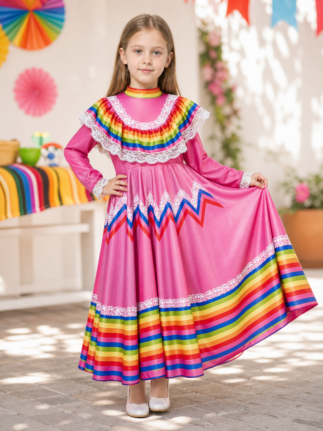 Bright Carnival Dress in Mexican Style