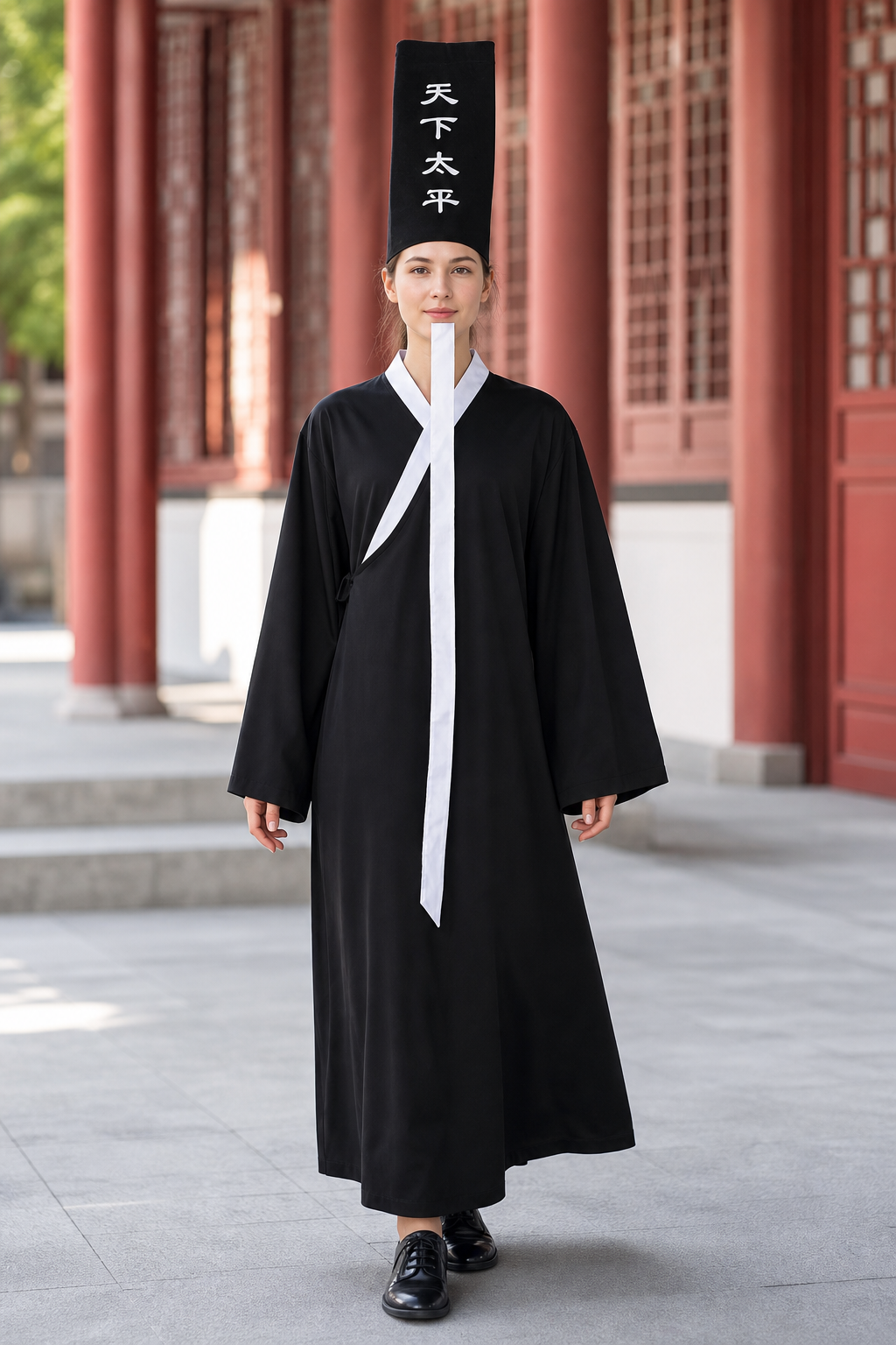 Chinese-Style Zombie Costume with Black Hat