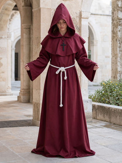 Medieval Monk Costume with Hood and Belt