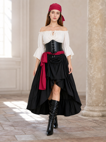 Pirate Costume with Corset and Layered Skirt