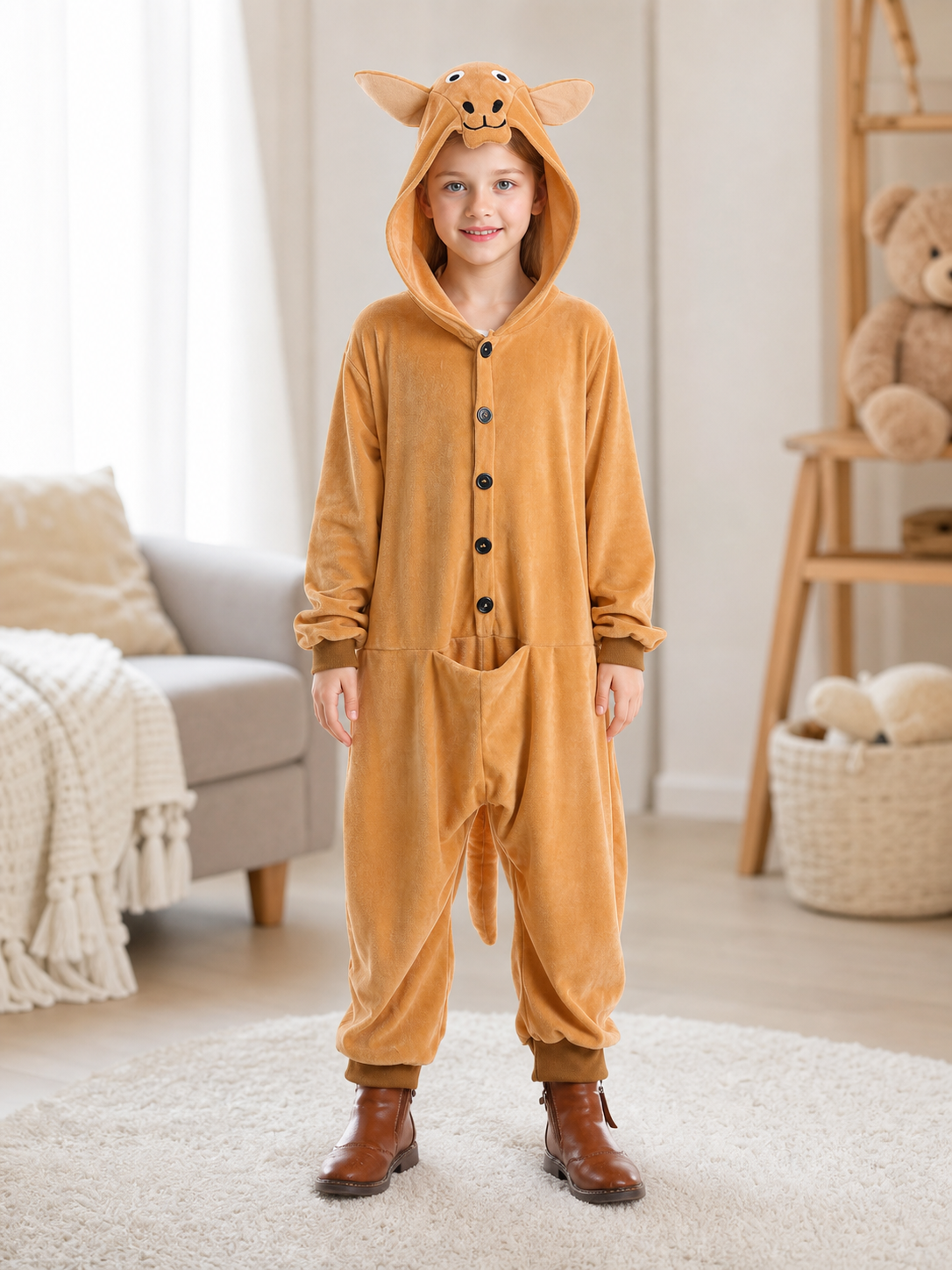 Kangaroo Hooded Costume Jumpsuit