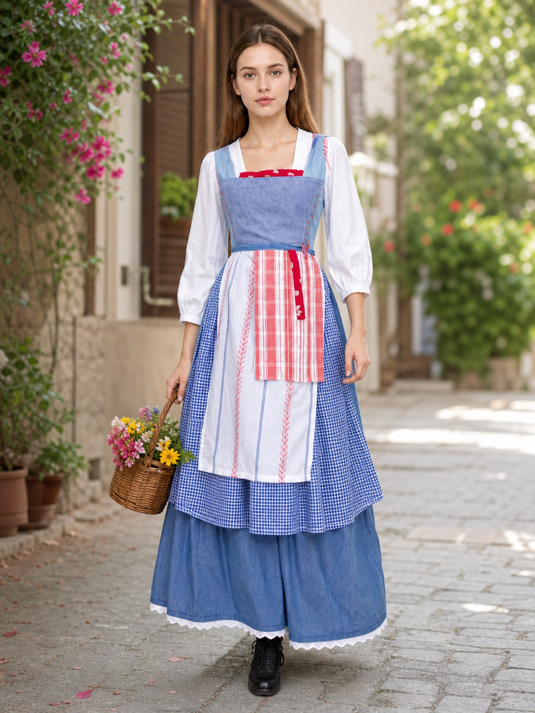 Folk-Style Carnival Costume with Long Skirt