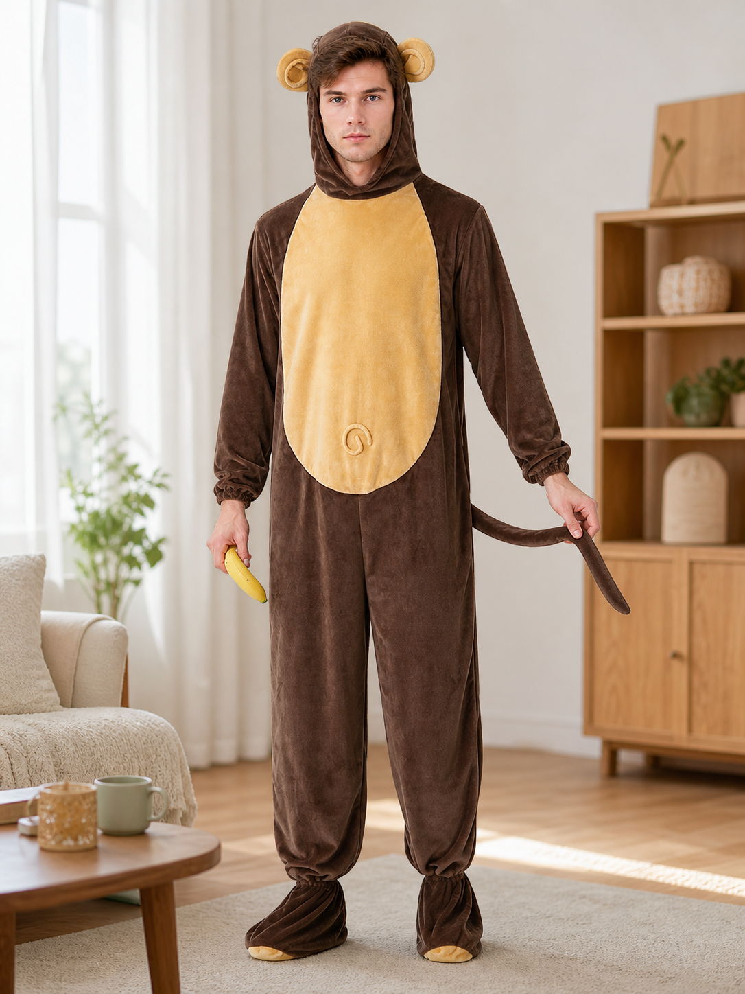 Adult Monkey Kigurumi Costume with Hood