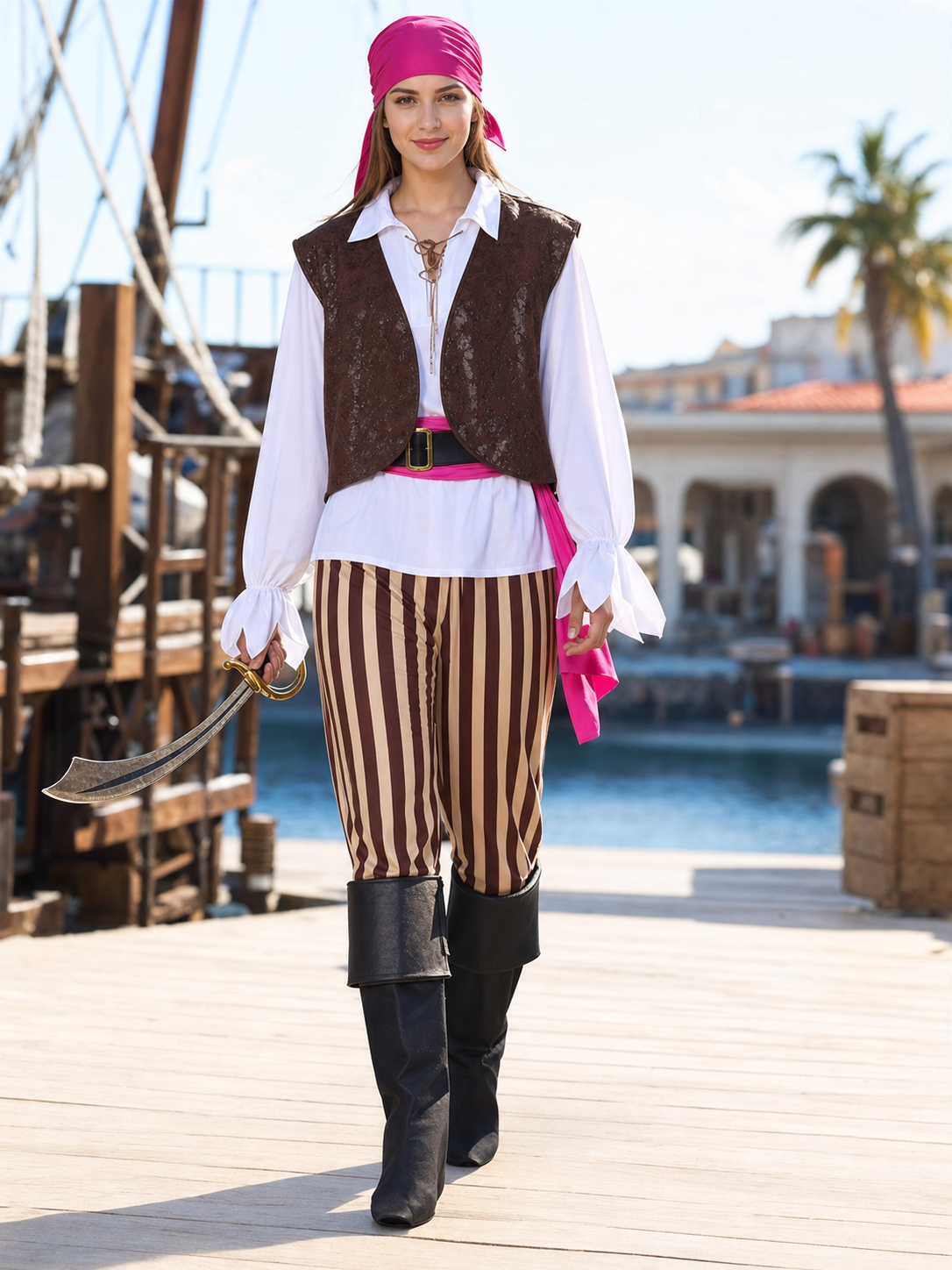 Carnival Pirate Costume with Accessories for Halloween