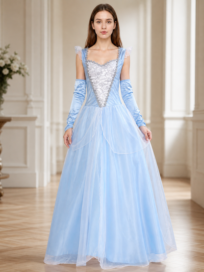 Blue princess-style costume dress for cosplay