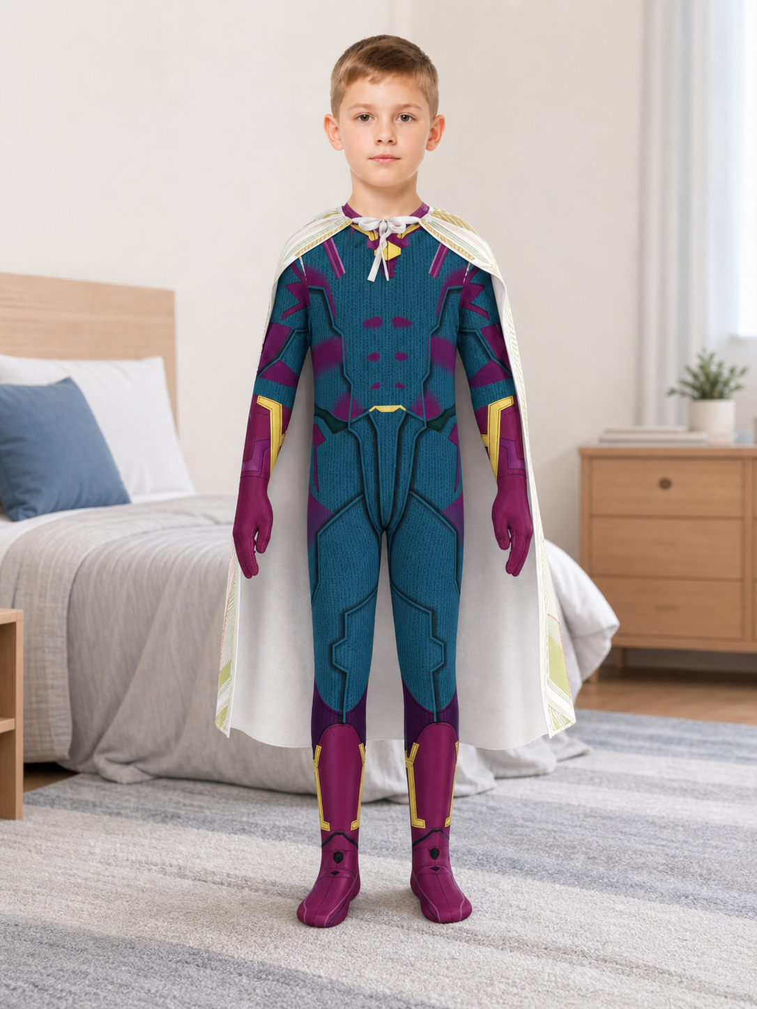 Superhero cosplay jumpsuit costume with mask