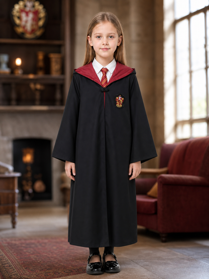 Wizard School Costume Robe with Hood and Tie
