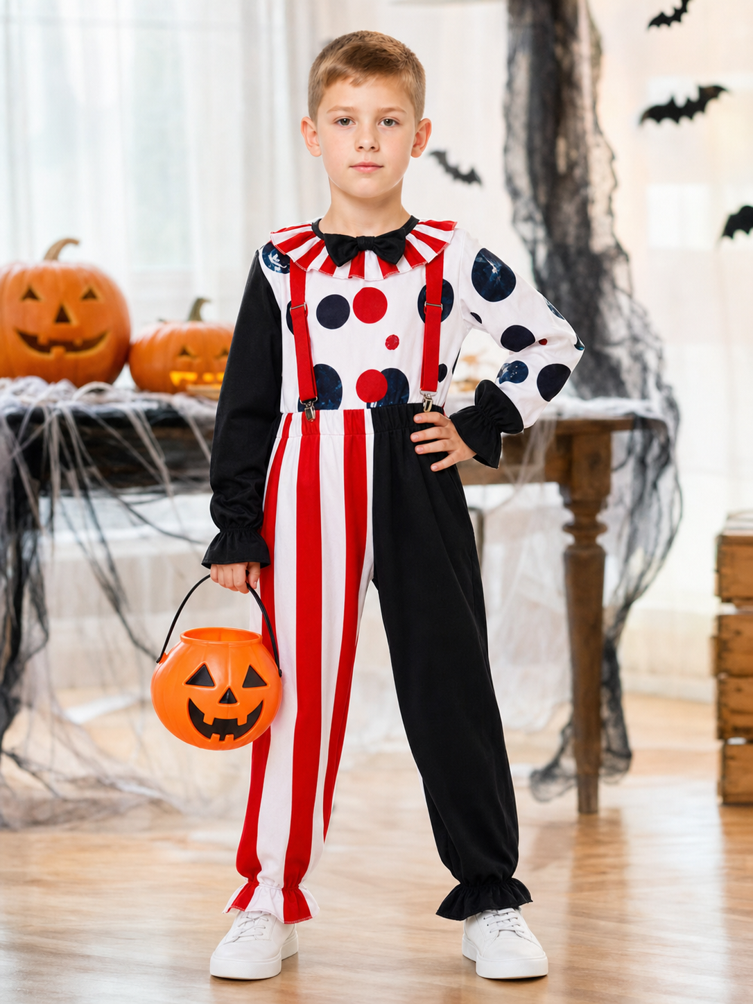 Clown cosplay costume with pants and hat