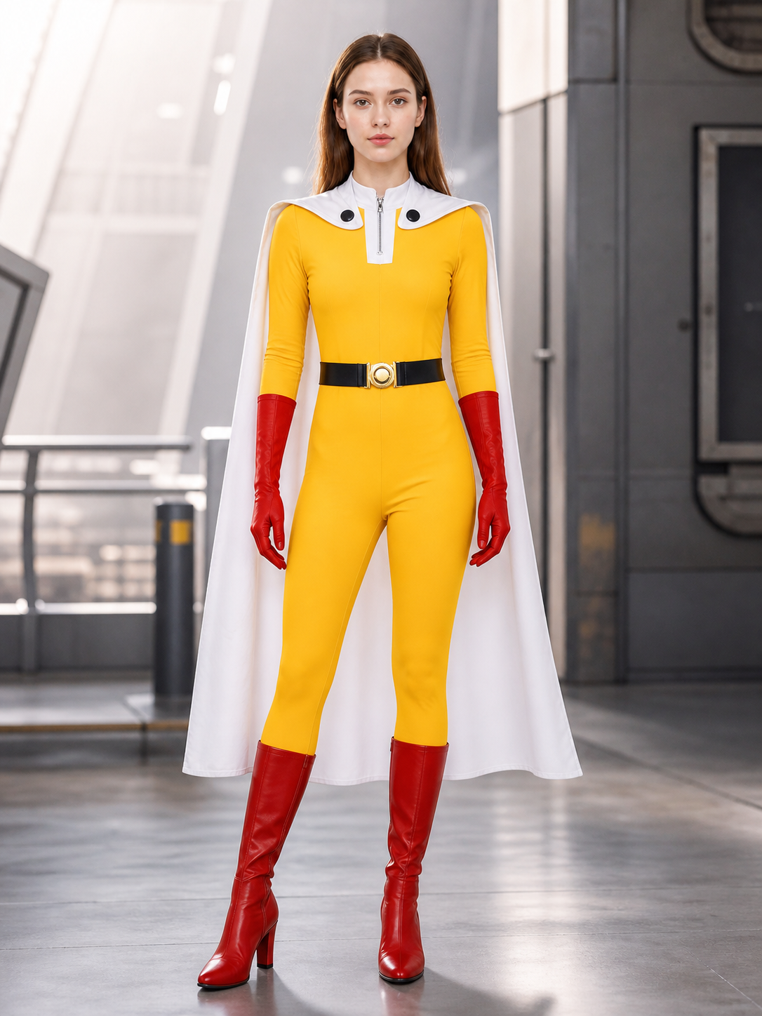 Saitama Cosplay Costume from One-Punch Man with Cape