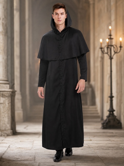 Halloween Costume: Black Hooded Cloak