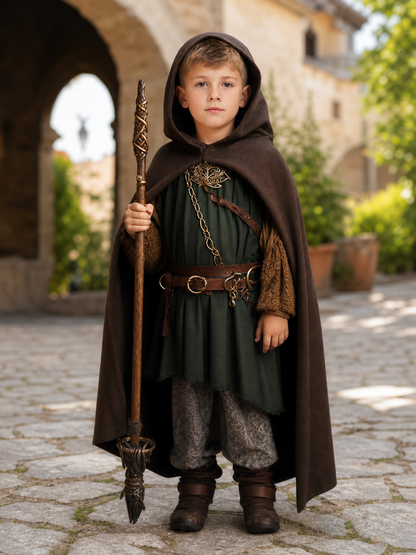 Medieval Hooded Costume, Cloak and Accessories