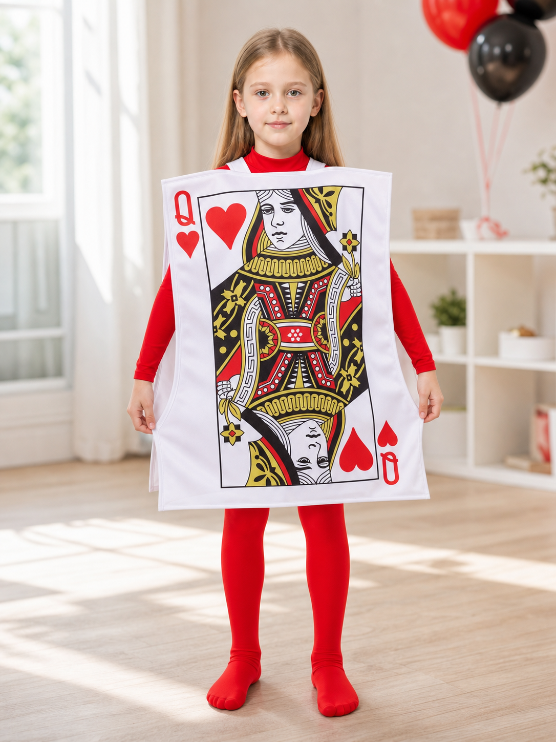Red Q Playing Card Cape for Parties
