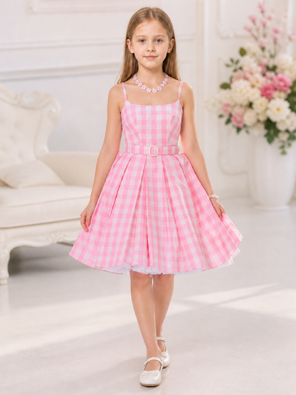 Barbie-Style Cosplay Dress, Pink Gingham