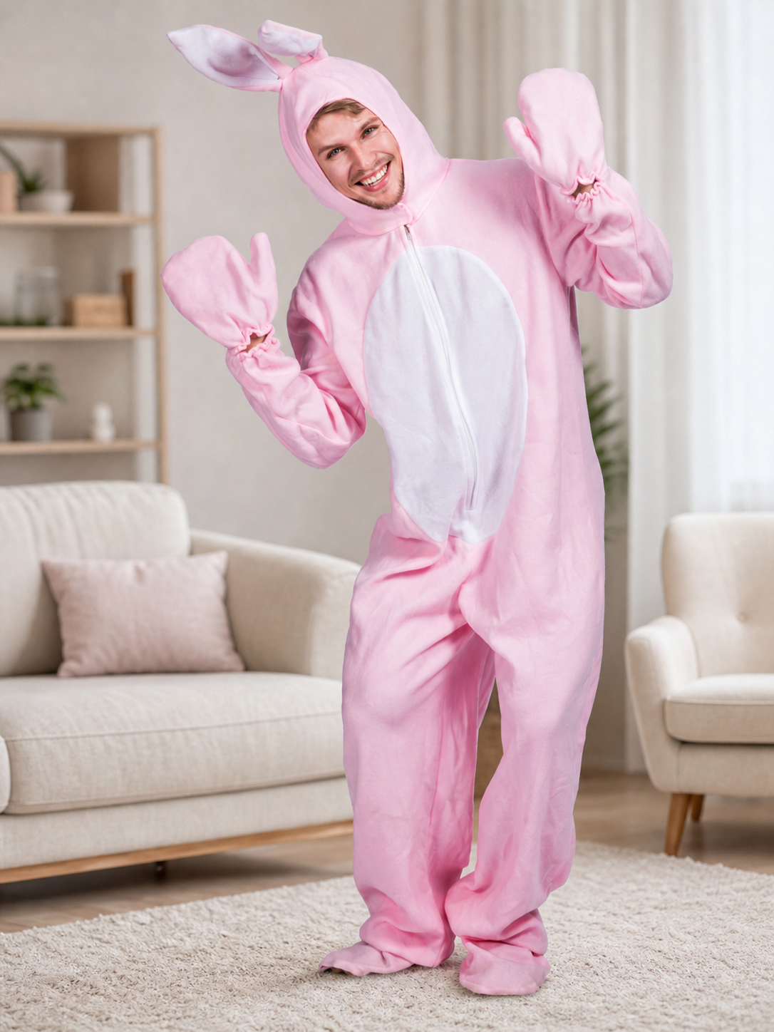 One-piece Bunny Costume with Hood and Ears