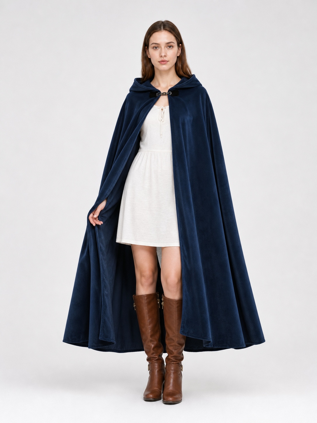 Dark Blue Hooded Costume Cloak
