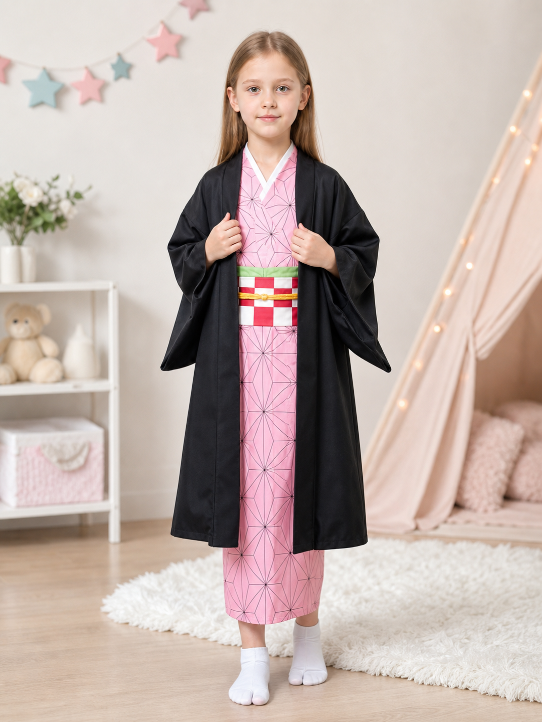 Japanese-Style Costume: Kimono, Cape, and Obi Belt