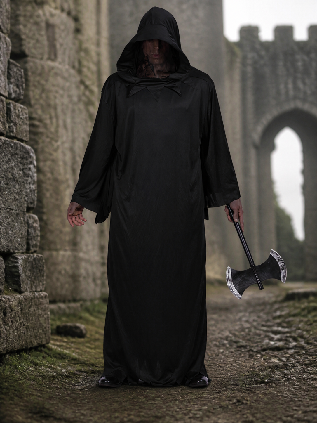 Black Hooded Cloak for Halloween and Cosplay