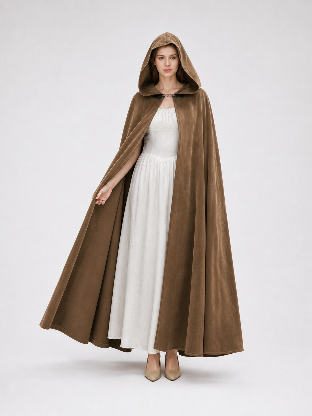 Brown Hooded Costume Cloak
