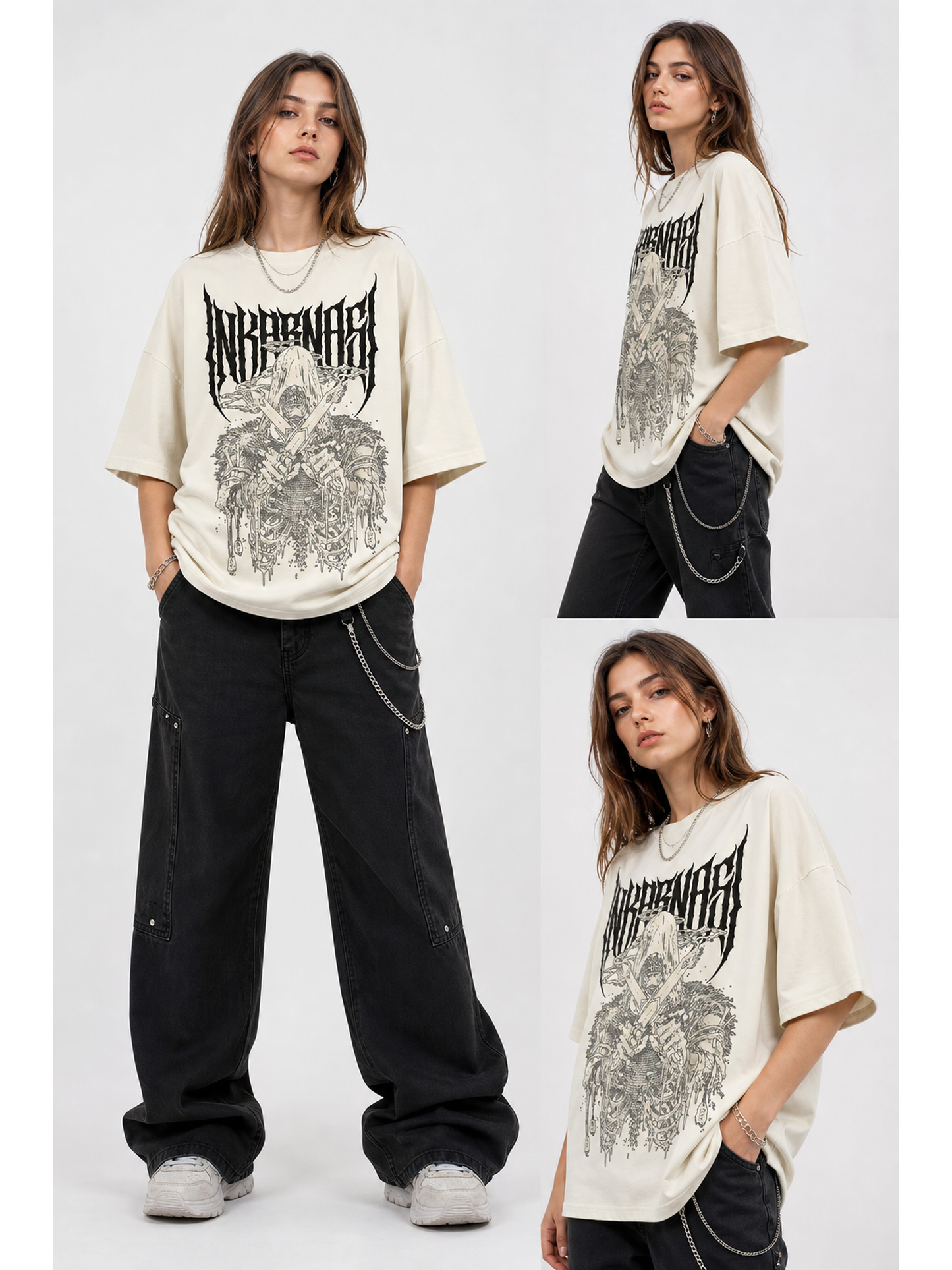 Oversized Skull T-Shirt, Cotton, Unisex