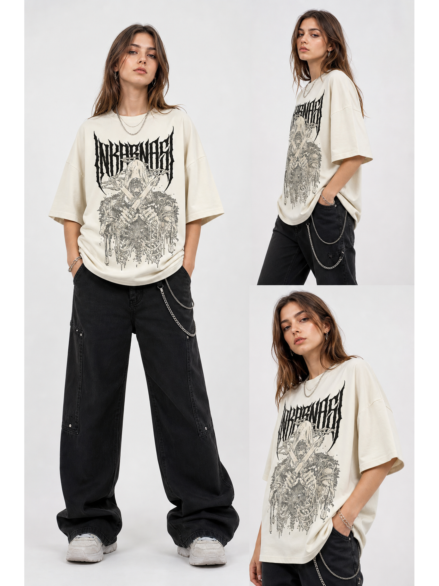 Oversized Skull T-Shirt, Cotton, Unisex