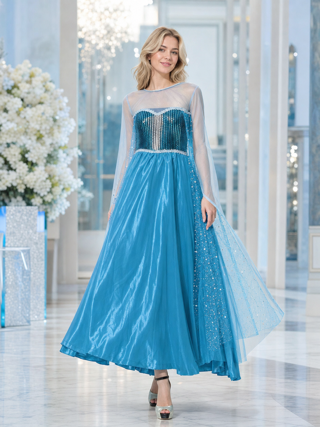 Long Carnival Dress with Shimmering Accents