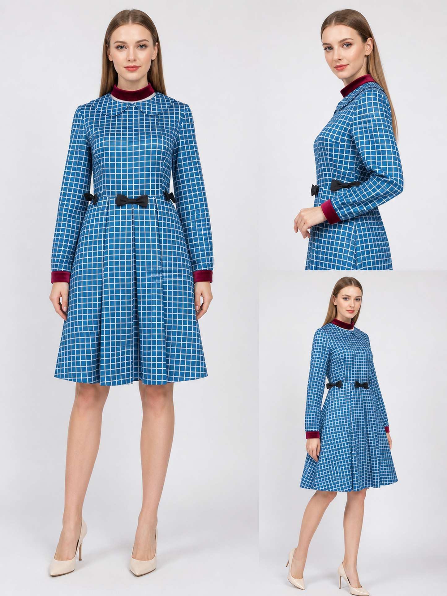 Esther from Orphan cosplay dress in blue plaid