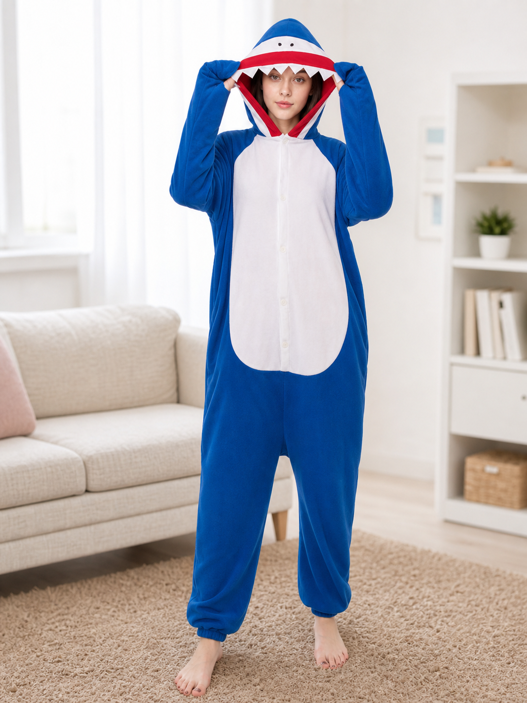 Shark Hooded Kigurumi Pajama Jumpsuit