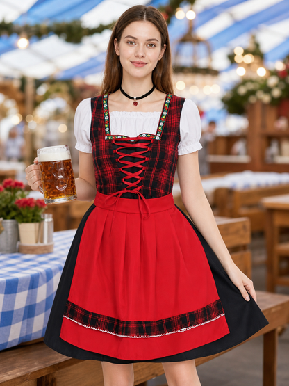 Plaid Oktoberfest-style costume dress