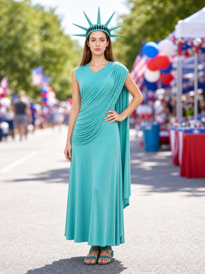 Statue of Liberty Costume Dress with Crown