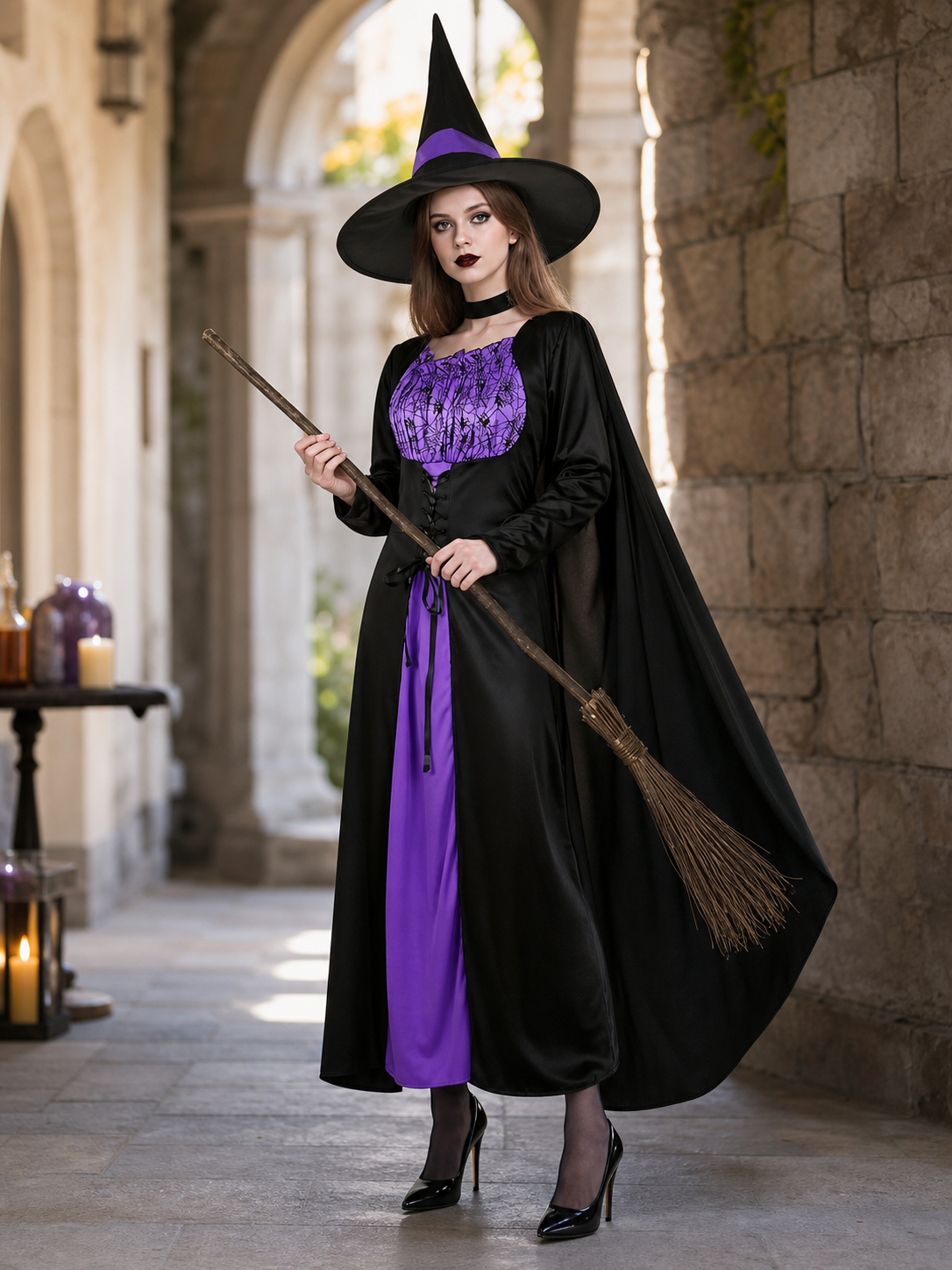Black Costume Cape with Dress and Hat