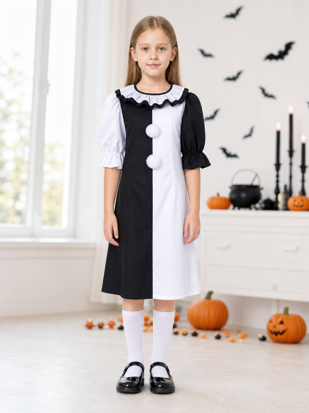 Black and White Clown Costume for Stage and Parties