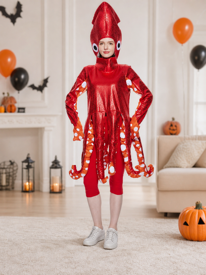 Red Sequin Squid Stage Costume