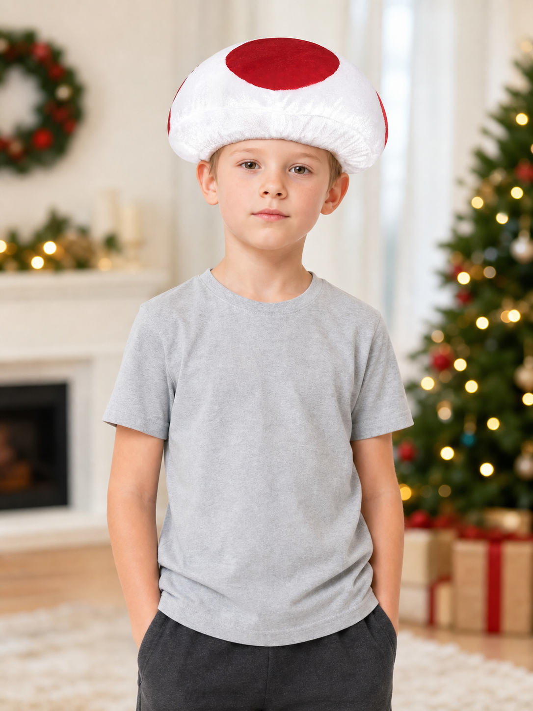 Carnival Mushroom Hat with Red Decorations