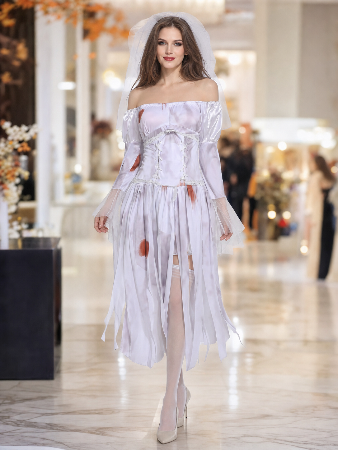 Gothic vampire-themed costume with veil